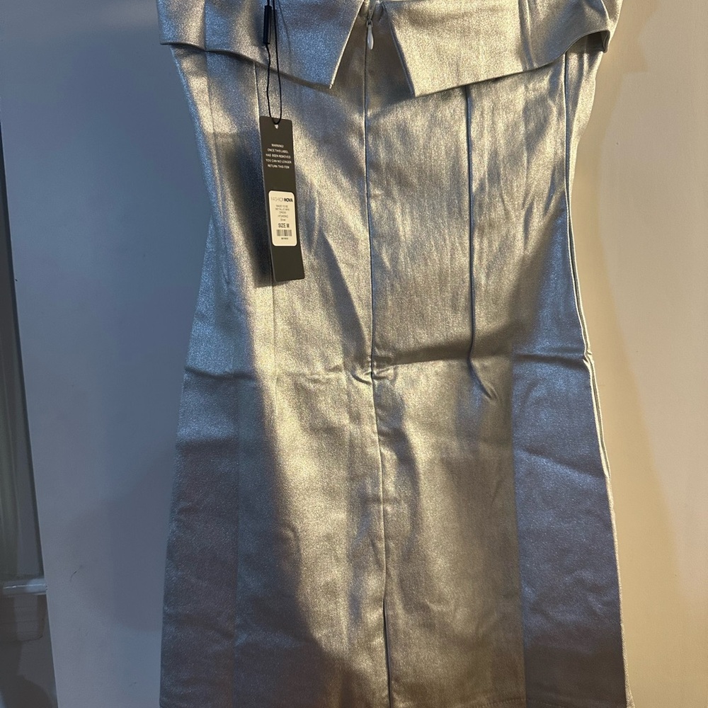 Elegant Silver Off-Shoulder Dress